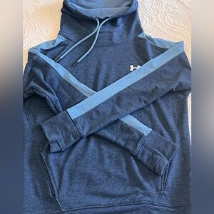 Under Armer Blue light weight hoodie with kangaroo pockets and turtleneck.